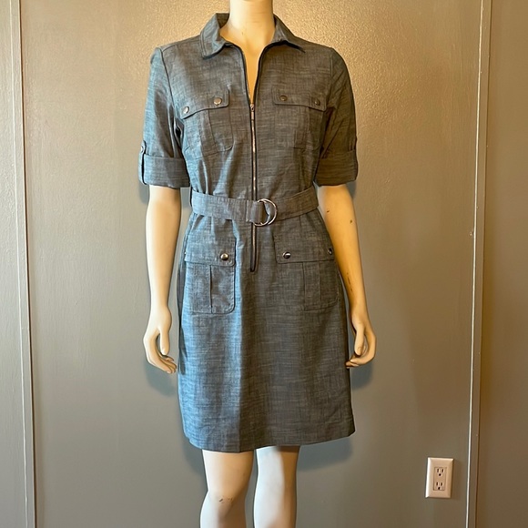Sharagano Dresses & Skirts - Sharagano, roll up sleeve, denim dress.